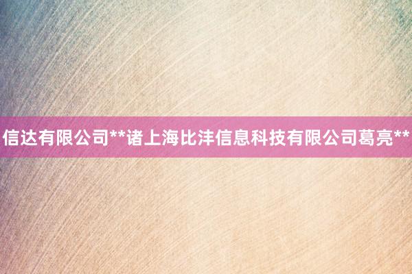 信达有限公司**诸上海比沣信息科技有限公司葛亮**